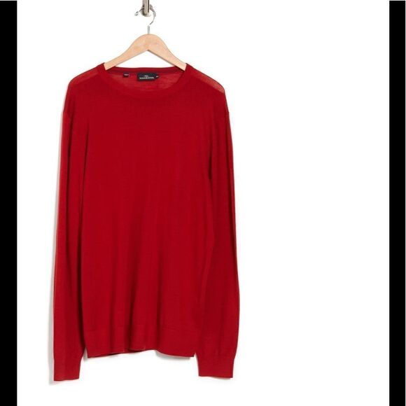 Rodd &Gunn Men’s easy care merino wool crew pullover sweater in red size L, NWT